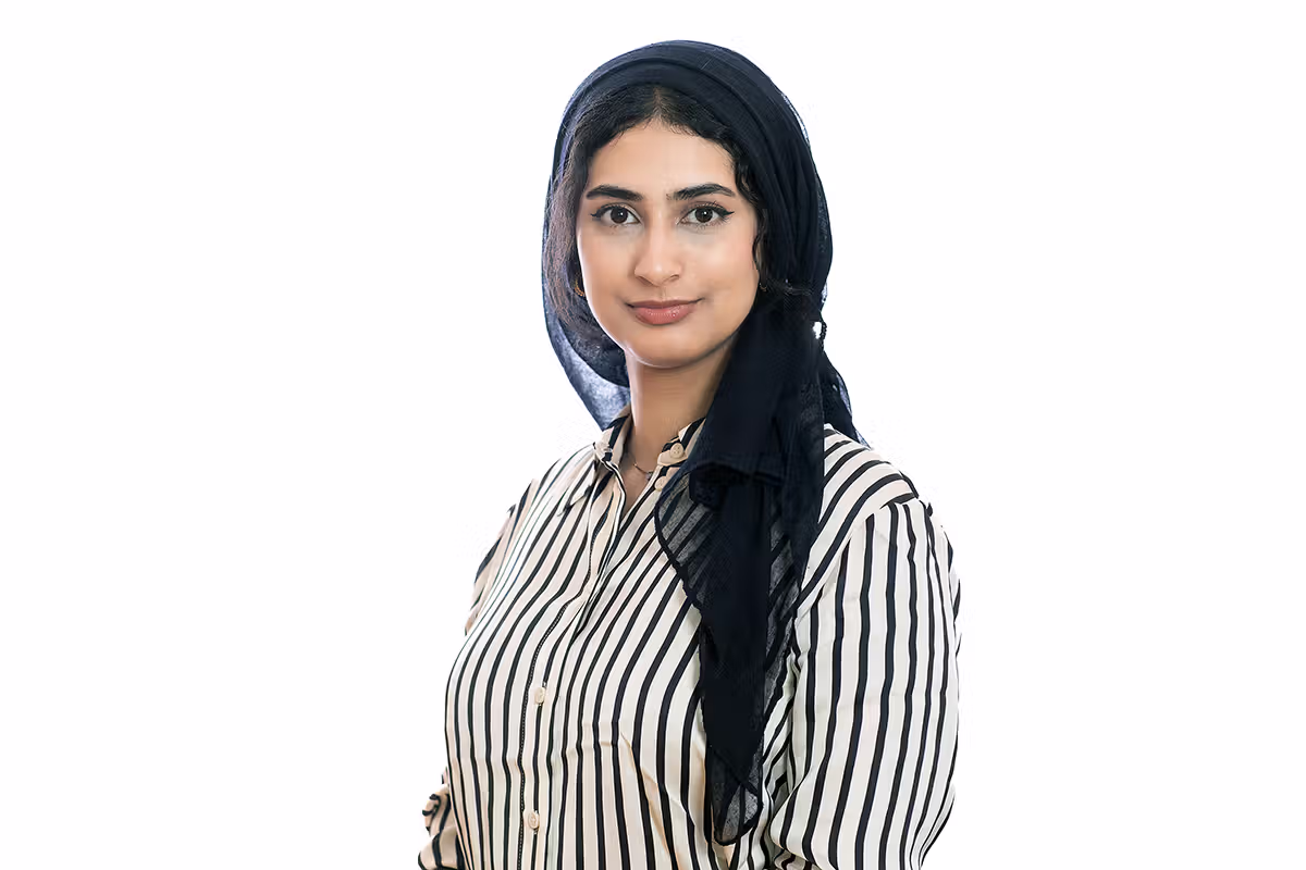 Staff business portrait on a white background for corporate profile photography