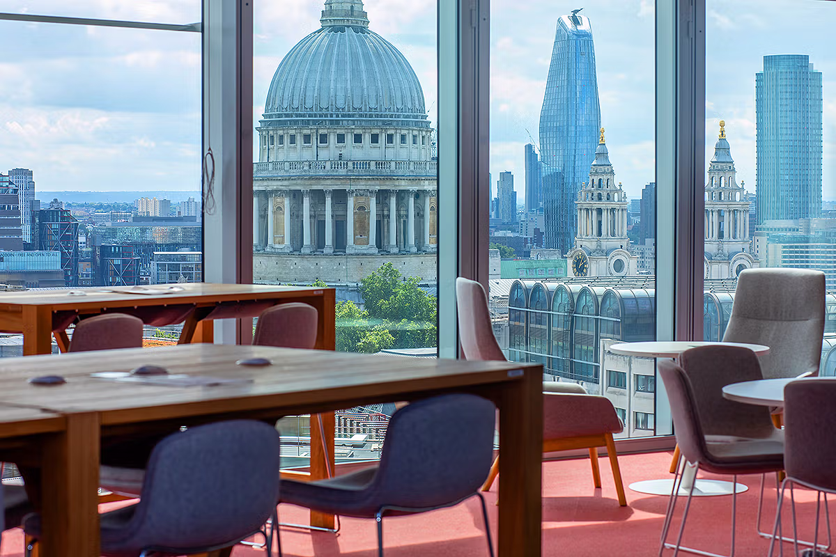 Workspace interior at Schroders Personal Wealth in London EC2Y 5AU showing modern office design and meeting areas
