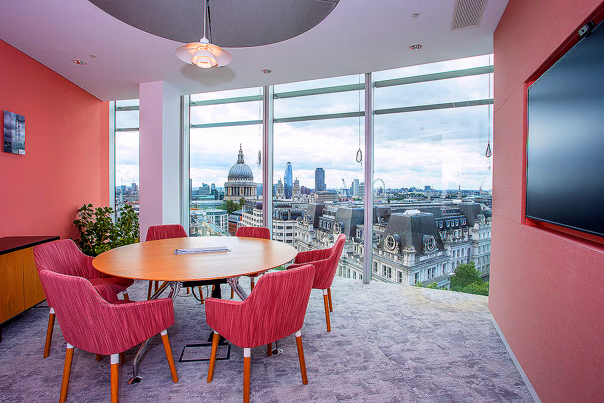 Collaborative workspace interior at London Wall Place showing Schroders Personal Wealth office design