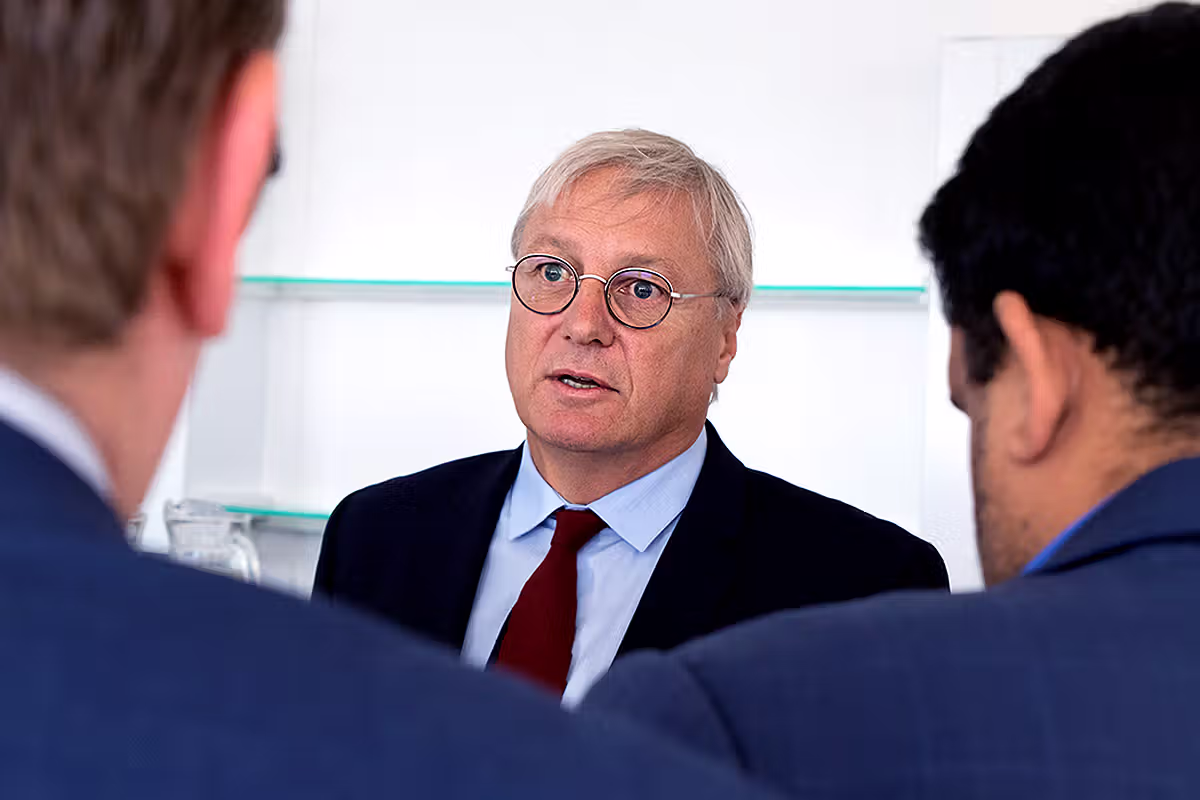 Senior Airbus leadership discussion during a corporate event in London