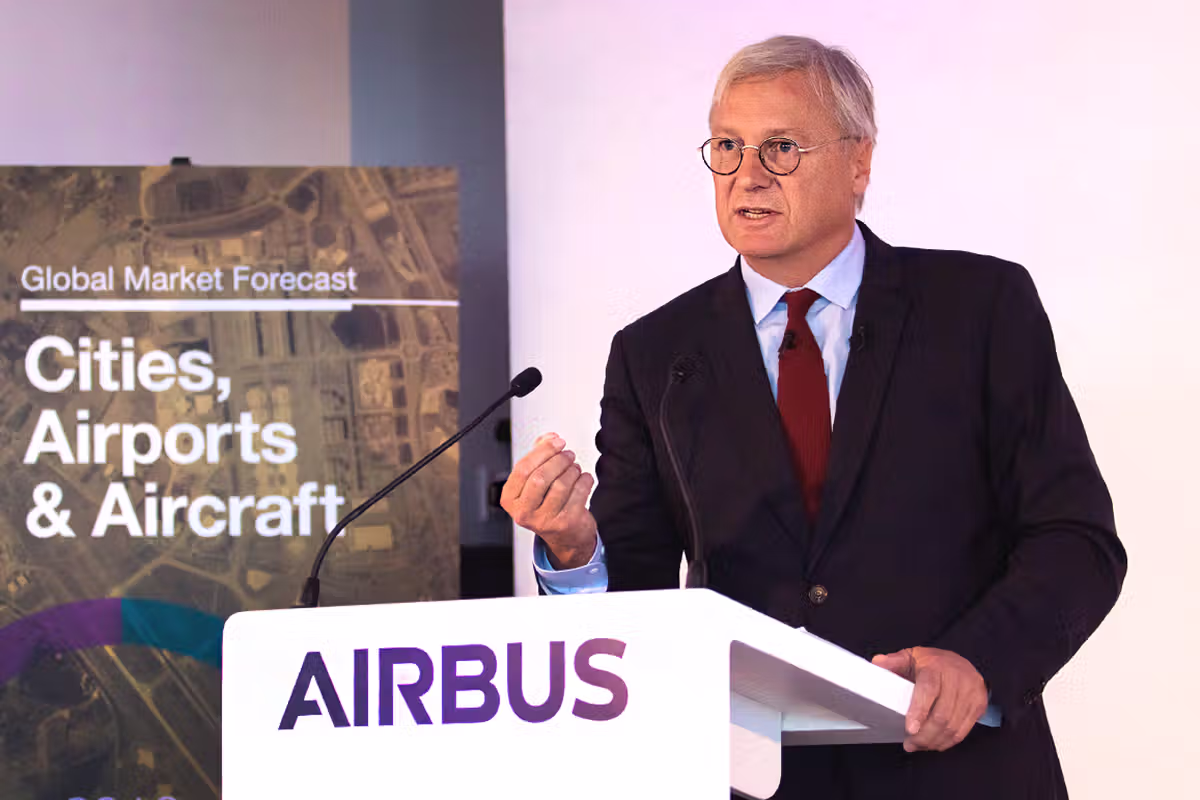 Portrait of an Airbus keynote speaker at Wellington House in London
