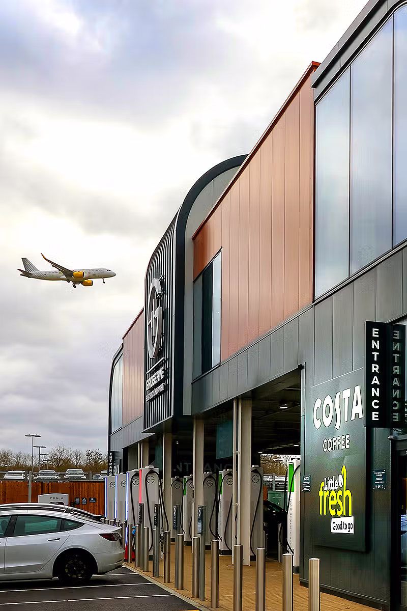 Retail and service-location PR photography for Costa Coffee close to Gatwick Airport in RH6