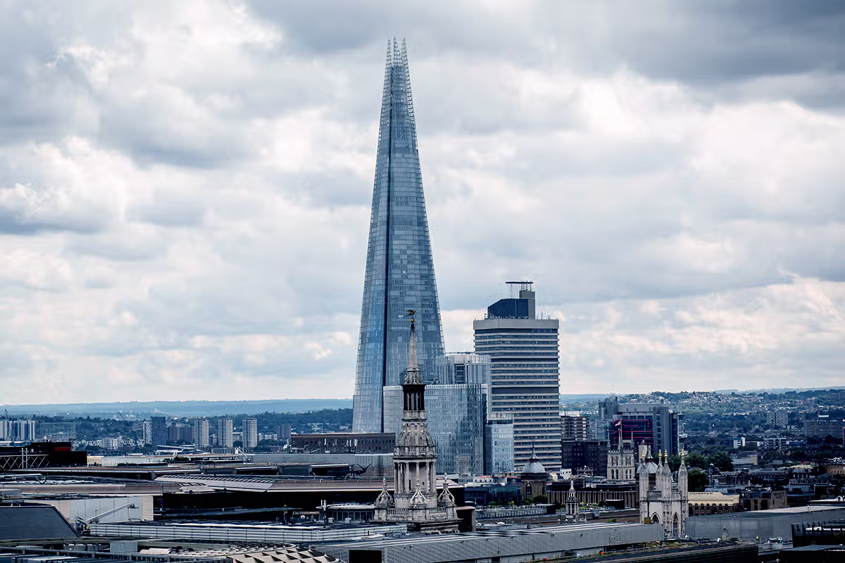 London skyline view featuring The Shard and surrounding City buildings