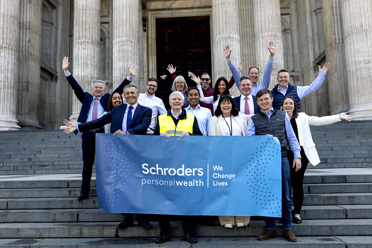 Schroders Personal Wealth team photograph on the steps of St Paul's Cathedral in London