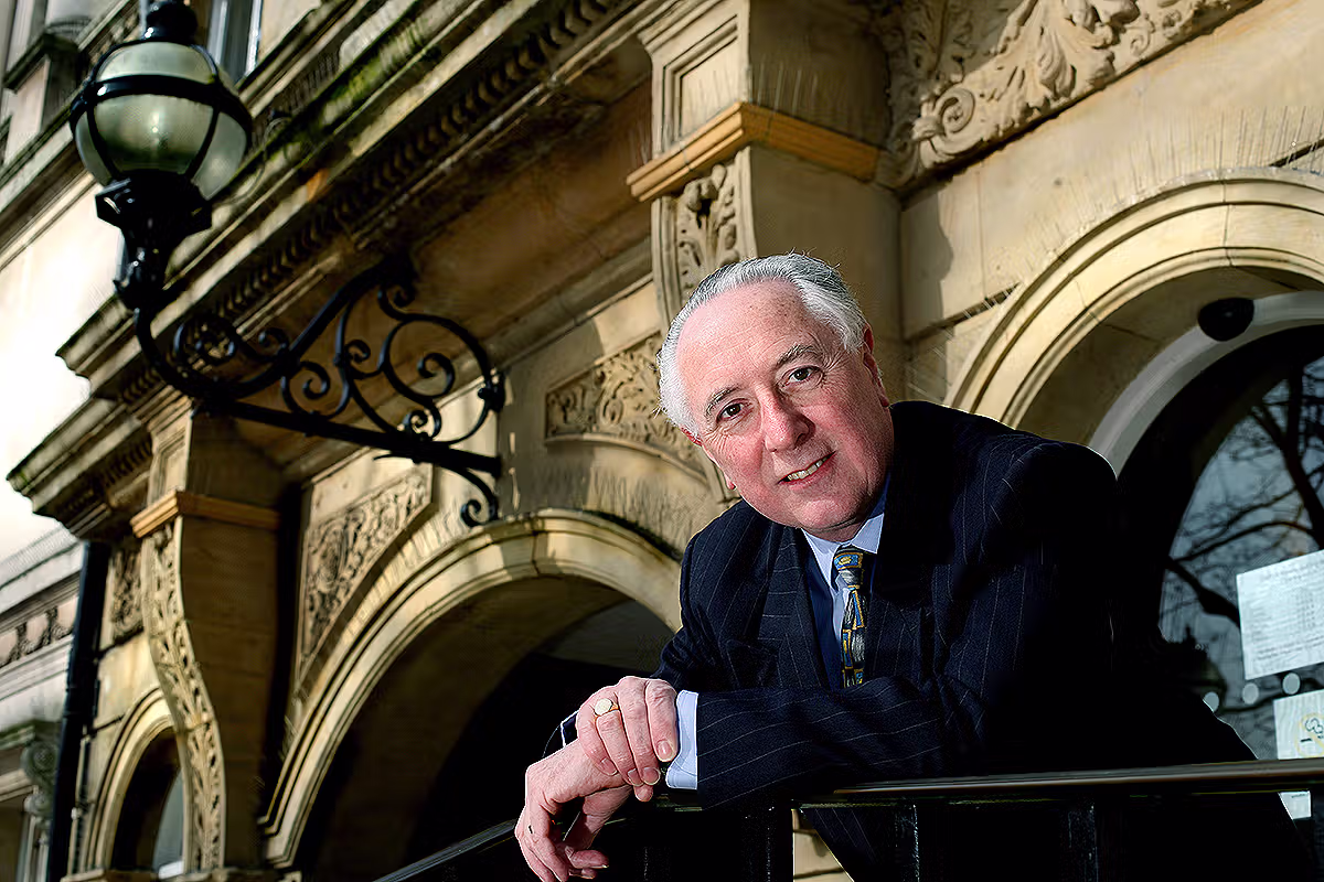 Executive portrait of a businessman outside an ornate historic London building