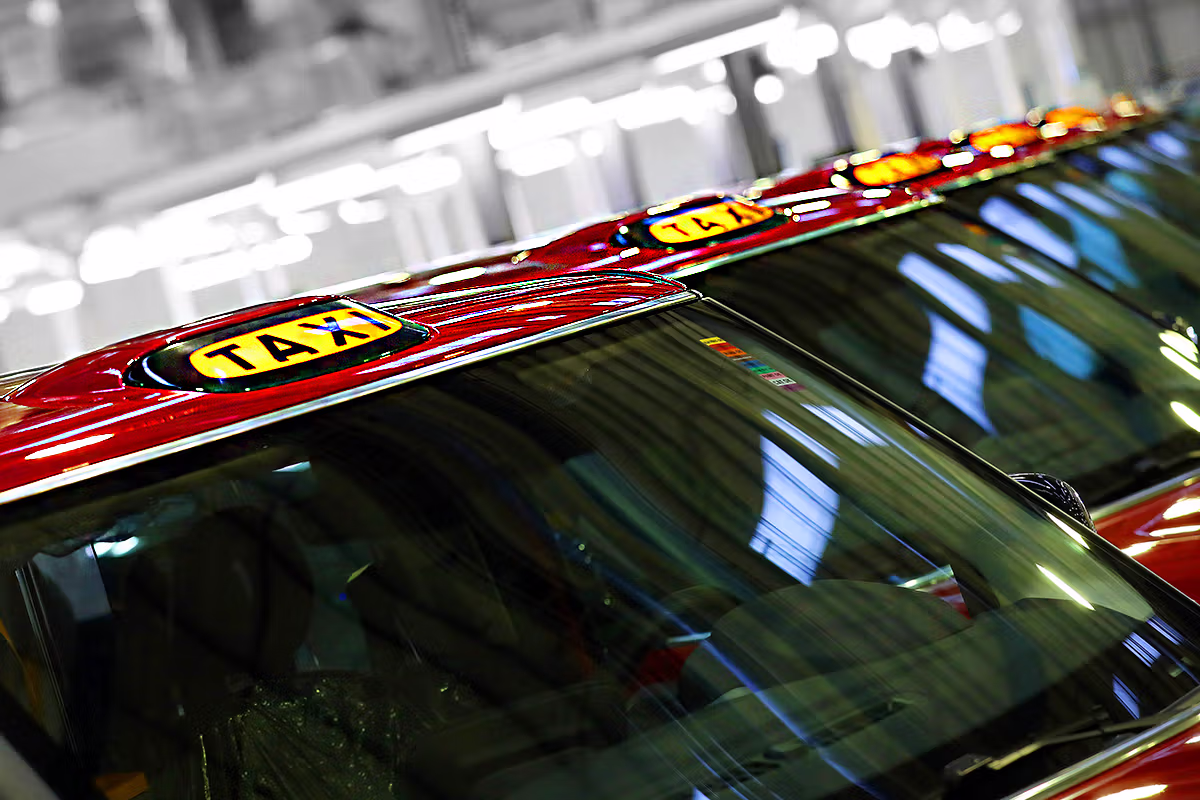 Taxi roof light detail on a LEVC electric London taxi photographed for brand and PR use