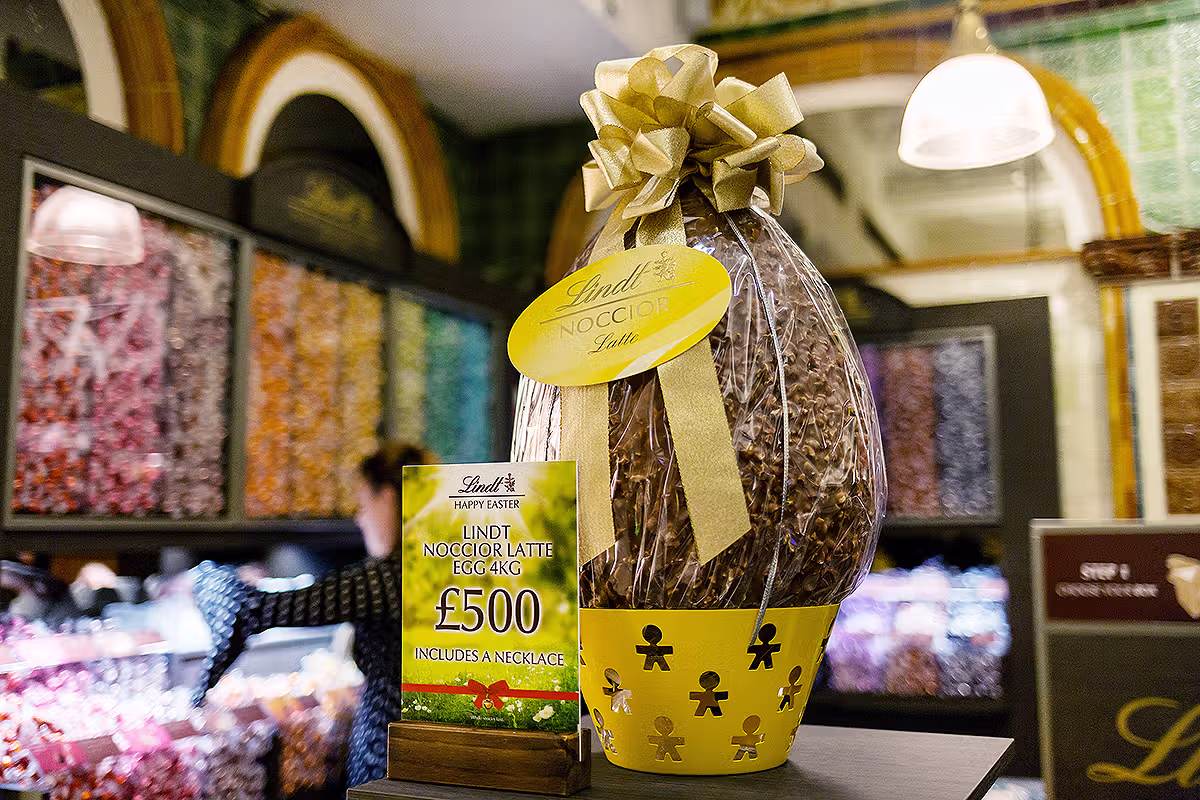 Lindt London PR photography showing branded launch activity and retail communications imagery