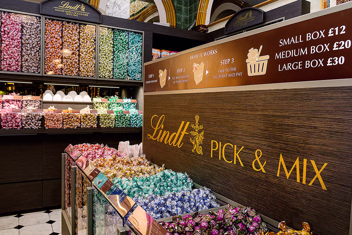 Lindt PR photography in London showing campaign detail and consumer-facing brand atmosphere