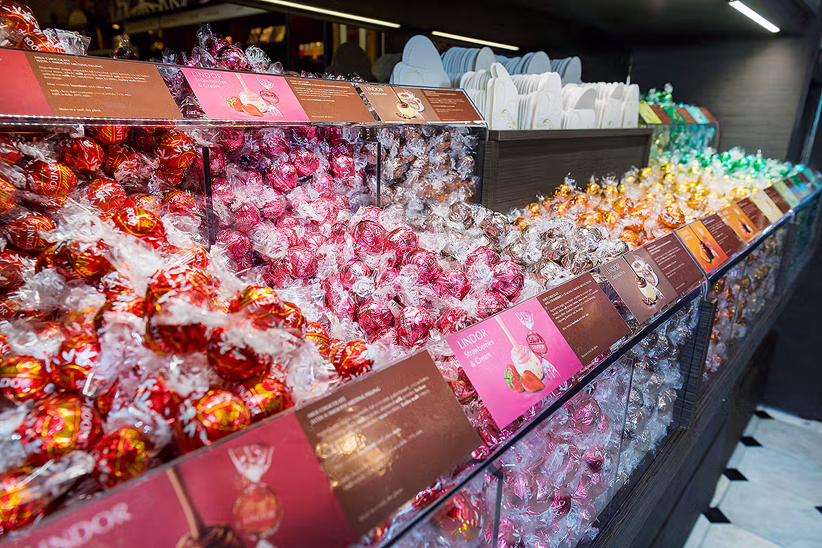 Lindt branded launch photography in Central London showing consumer PR campaign activity