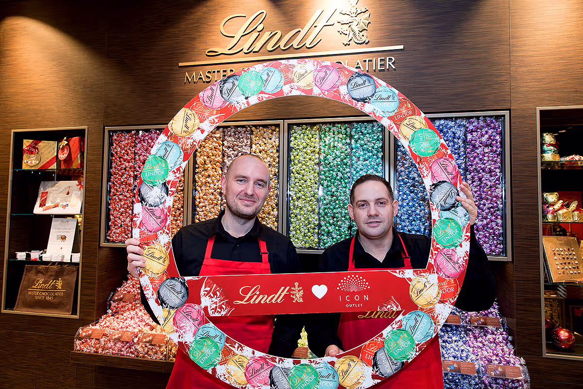 Lindt launch photography at The O2 London showing retail PR and branded activation imagery
