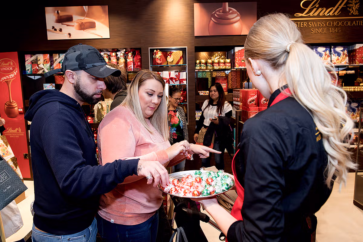 Lindt retail launch photography at The O2 London showing public-facing brand activity