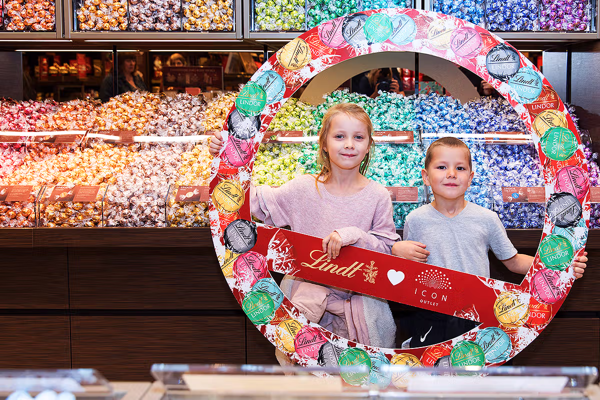 Lindt PR photographer London gallery image showing branded retail activity at The O2